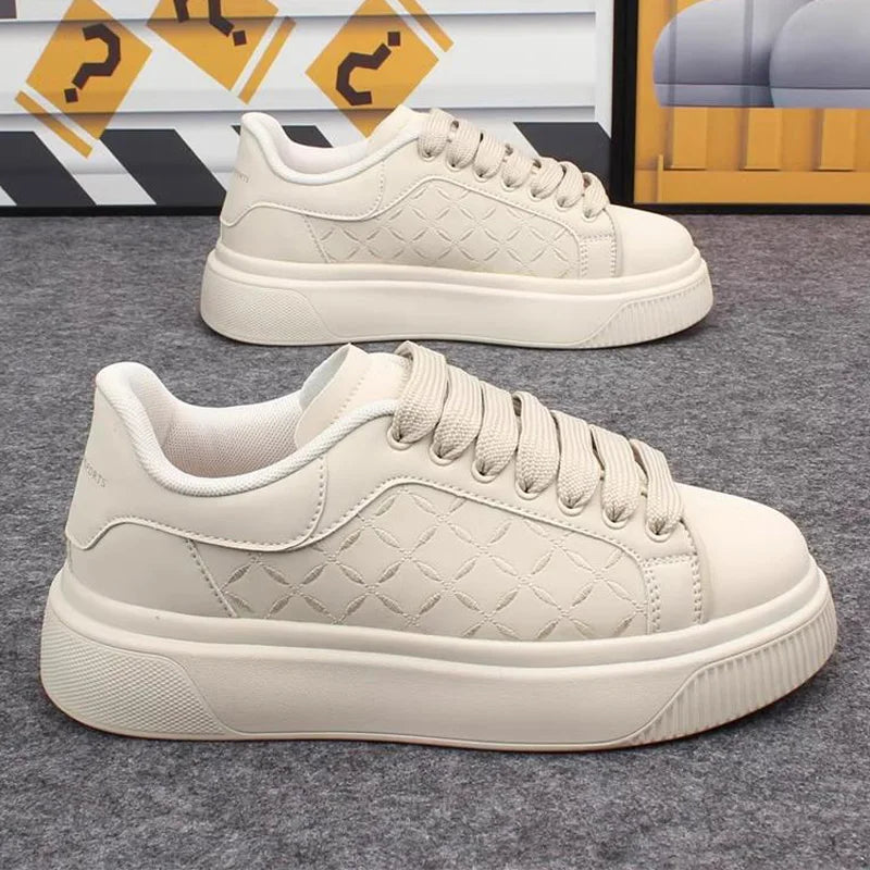 Men's Black and White Casual Leather Shoes