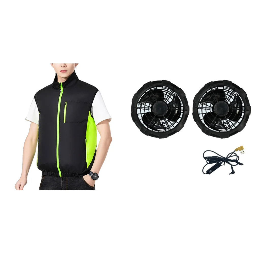 Cooling Fan Vest for Men Breathable Polyester Workwear