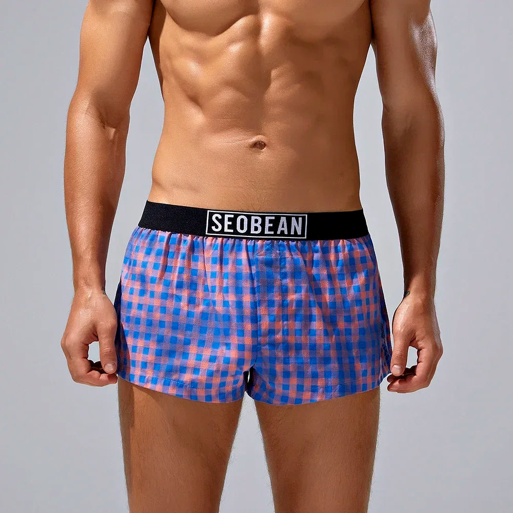 Men's Cotton Plaid Boxer Shorts