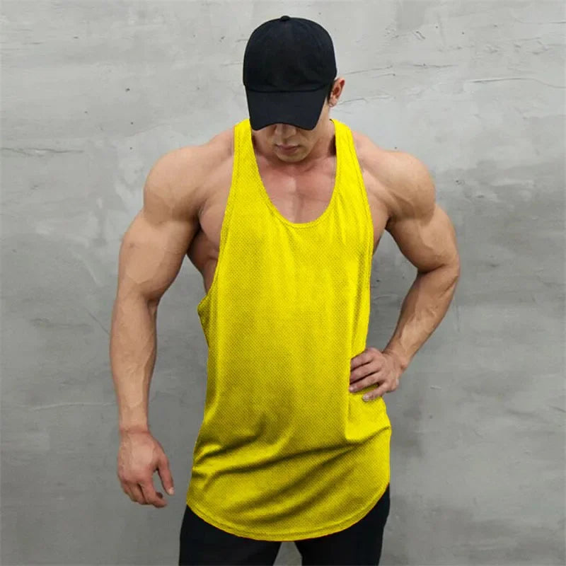 New Summer Brand Vest Mesh Gym Clothing Mens Tank Tops Sleeveless Shirt Bodybuilding Equipment Fitness Men's Stringer Tanktop