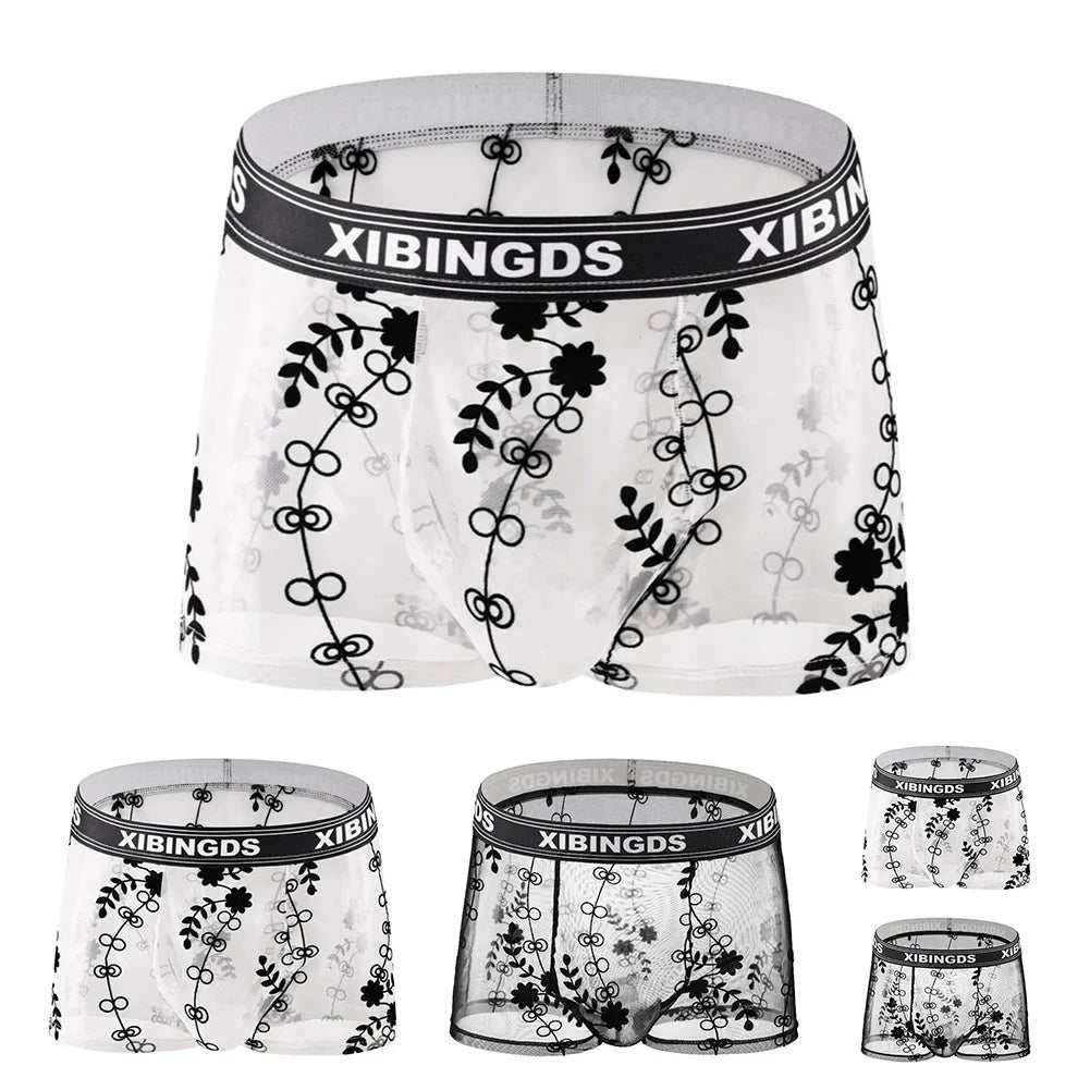 See Through Mesh Boxer Briefs for Men