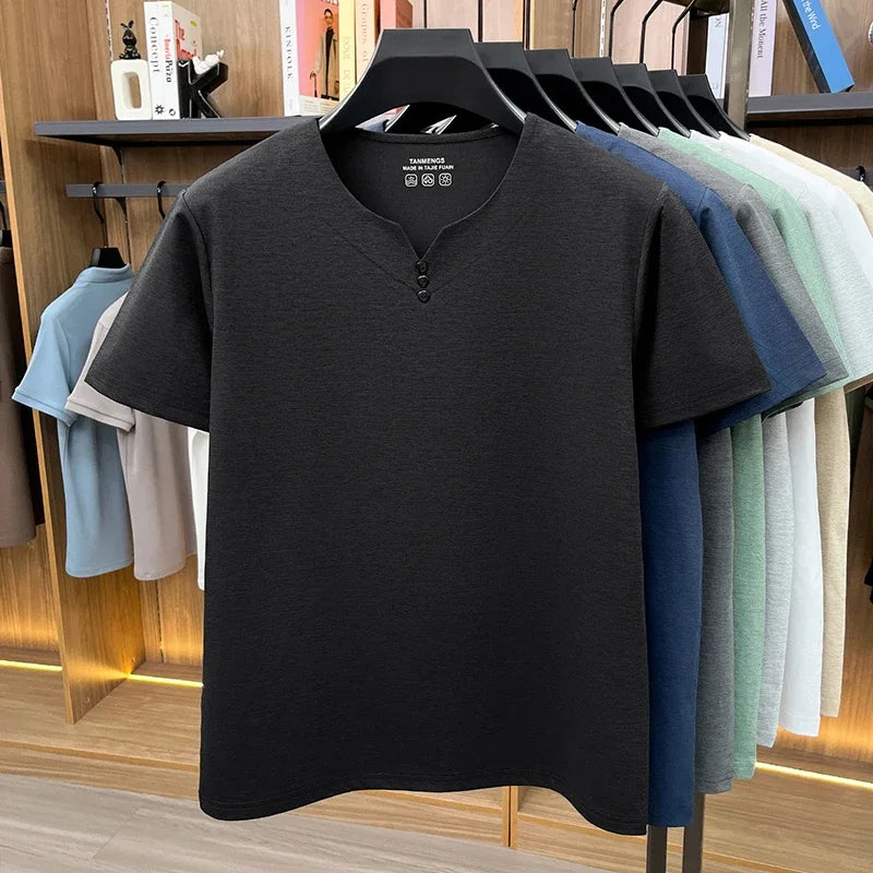 Mens Short Sleeve Henley Neck T Shirts Summer Casual Soft Breathable Lightweight Tops for Men for Work Daily Wear Streetwear