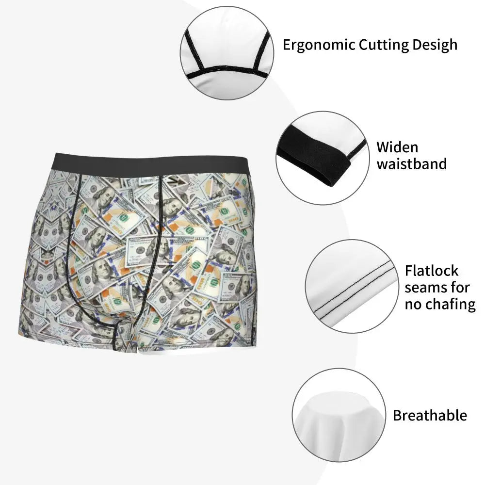 Money Print Boxer Briefs for Men