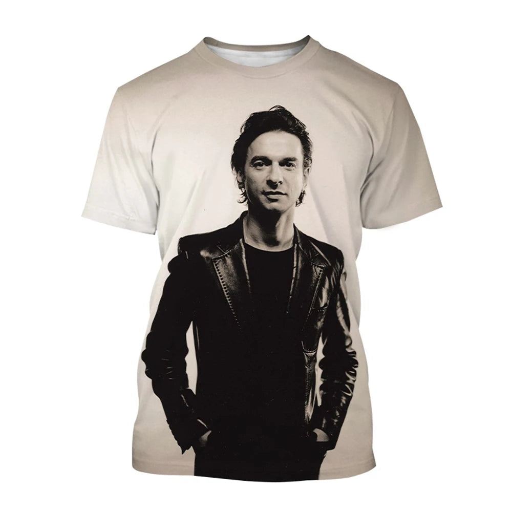 3D Printed Casual Short Sleeve T-Shirt for Men featuring Depeche Mode