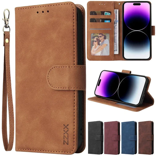 Brand ZZXX Leather Wallet Phone Case For iPhone 16e 16 Pro Max  Plus Flip Card