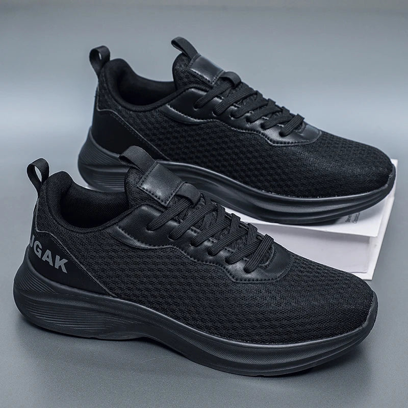 Mens Casual Lightweight Breathable Black Sneakers Size 49 50 51 52