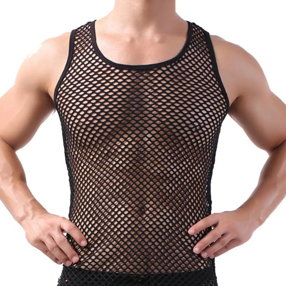 Men's See-Through Nylon Mesh Undershirt Vest