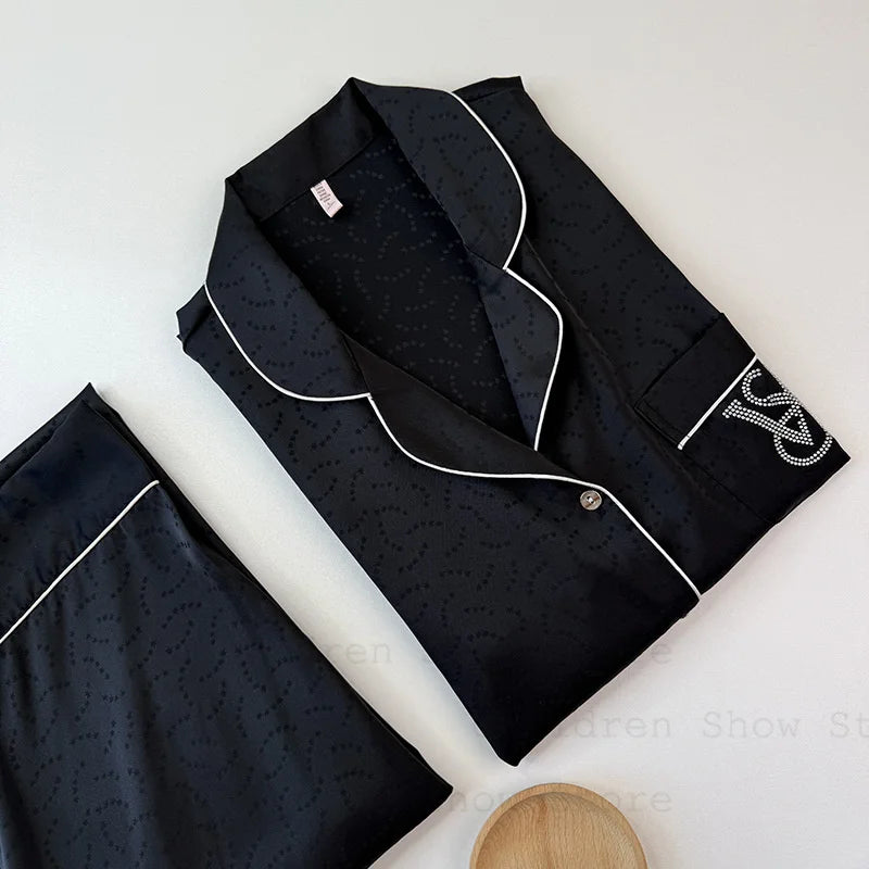 Jacquard Short Sleeve Pajamas Set for Women
