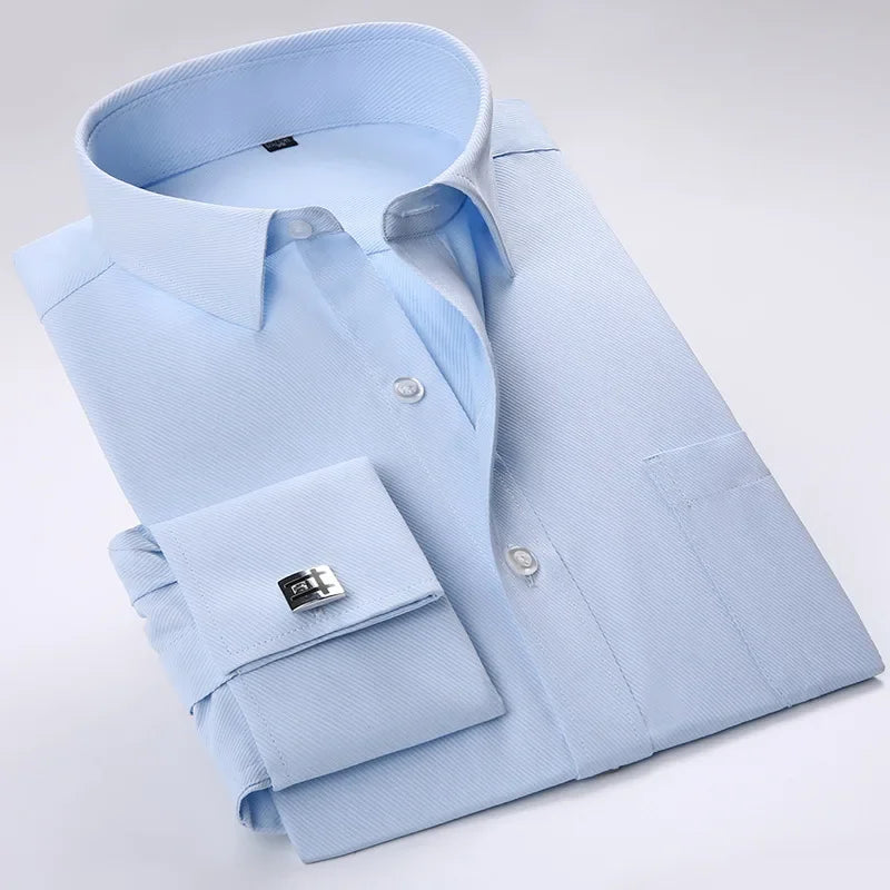 Men's Long Sleeve Formal Striped Dress Shirt