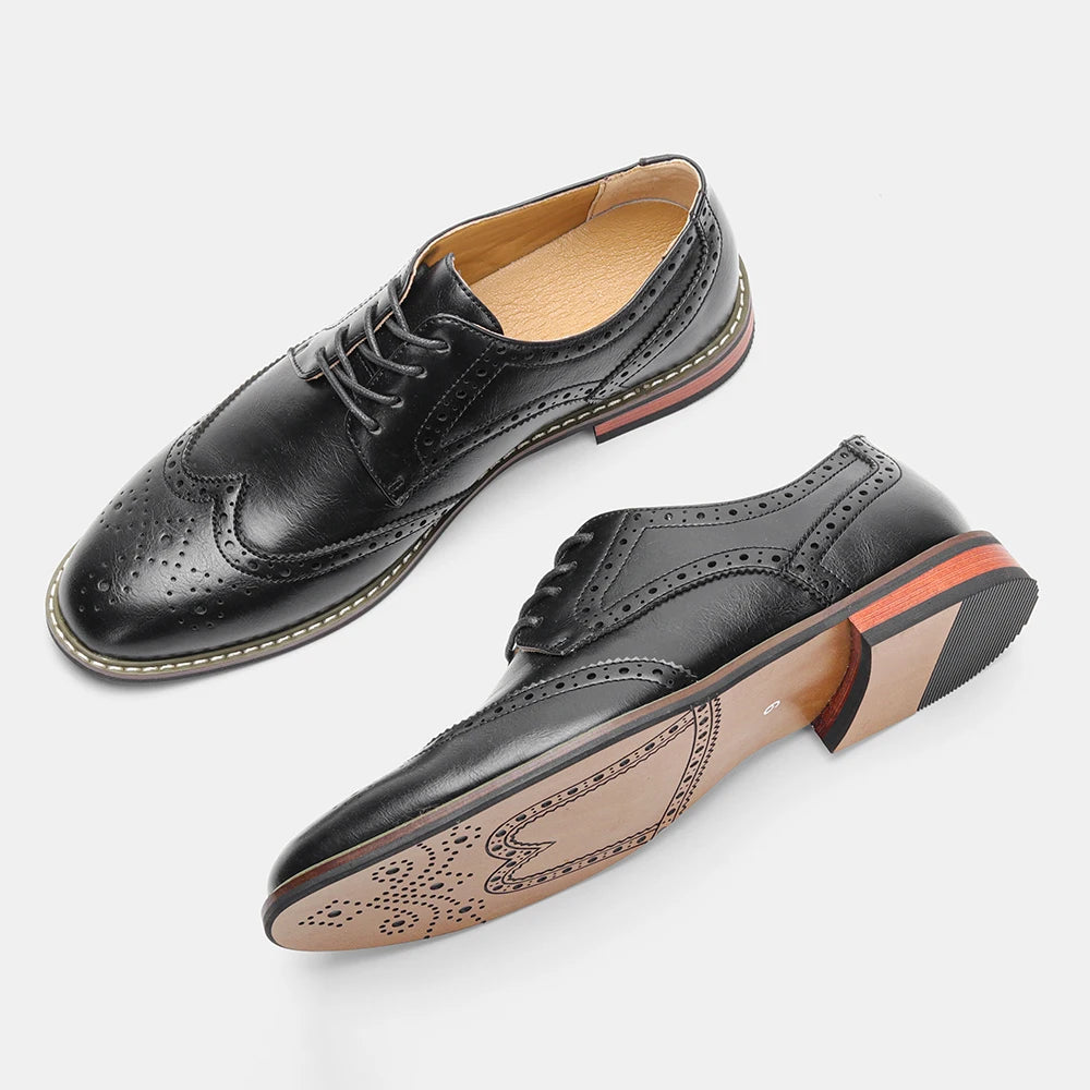 Mens Comfortable Lace-Up Dress Shoes for Business and Weddings