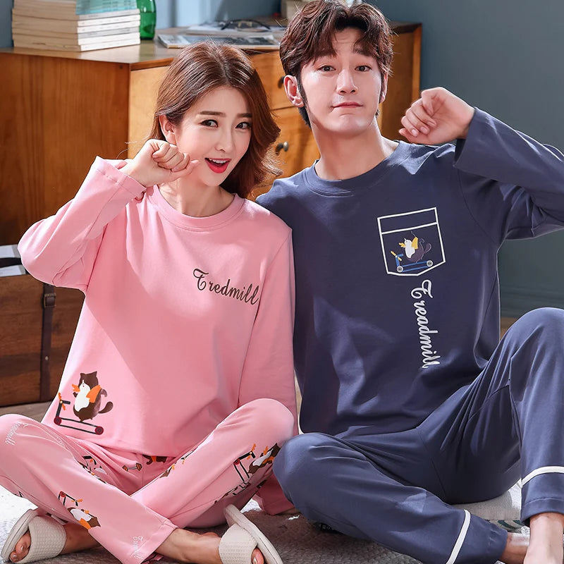 Cotton Korean Men Pajama Set Sleepwear