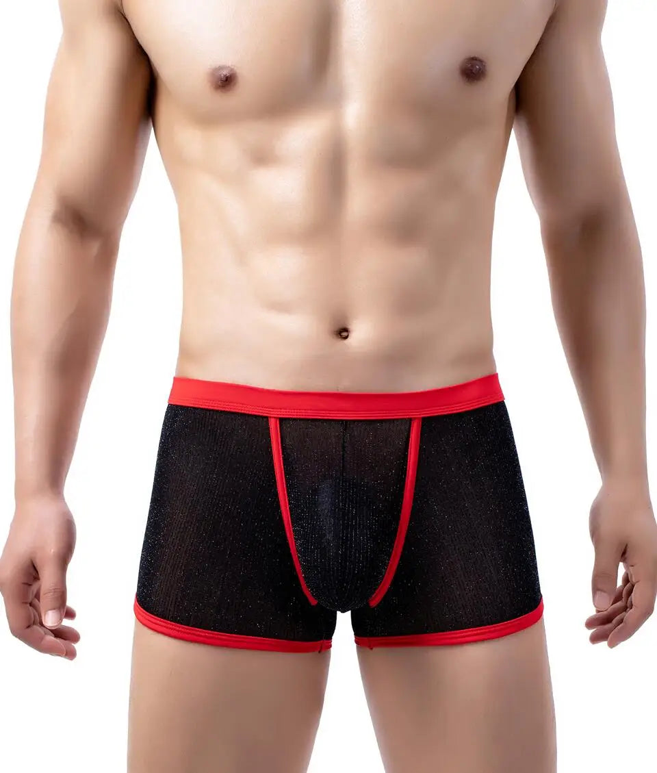 Men's Underwear Boxers Sexy Mesh Transparent Boxer Shorts Low Waist Breathable Panties Boxer for Man