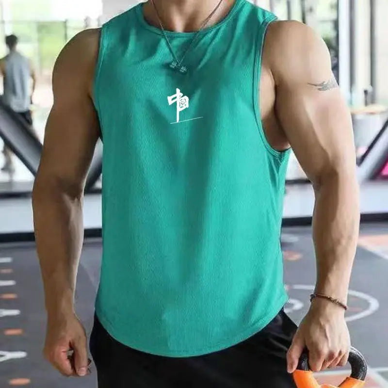 Mens fitness gyms Tank top Summer Men's Trendy Brand Running Training Quick Dry Sports Sleeveless Vest Basketball T-Shirt Vest