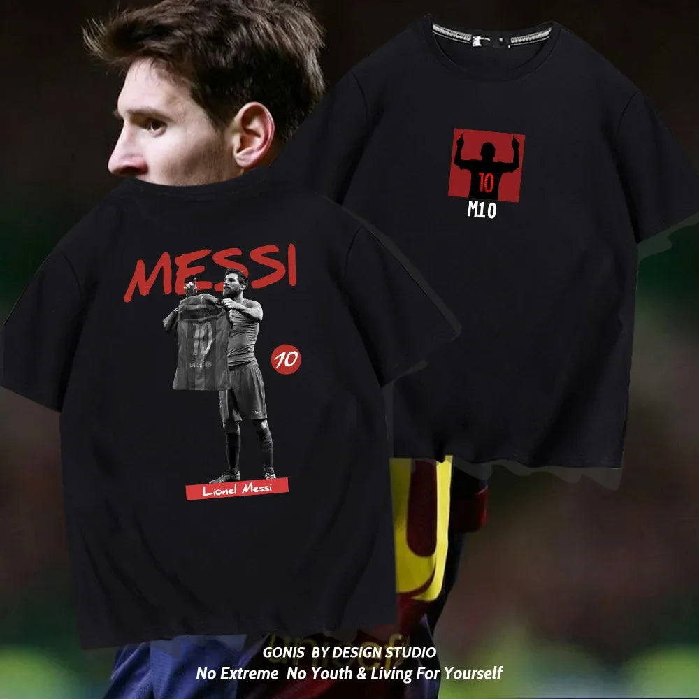 Messi short-sleeved printed 100%cotton summer men'sT-shirt outdoor casual tops urban fashion men's clothing unisex short-sleeved