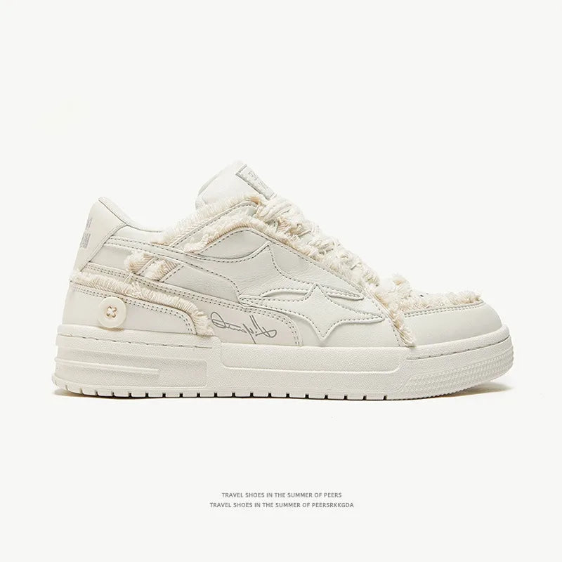 Men's White Leather Casual Sneakers for Tennis