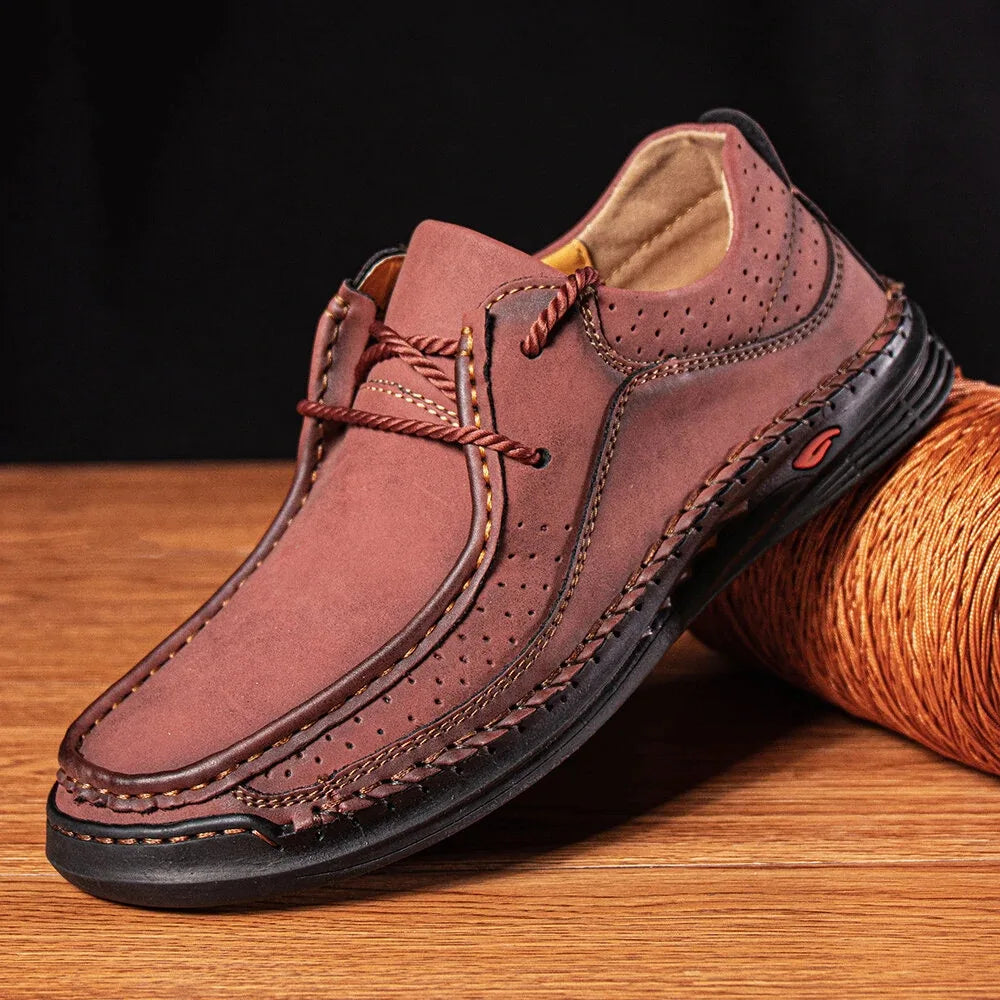 Men's Handmade Leather Casual Sneakers with Comfort Design