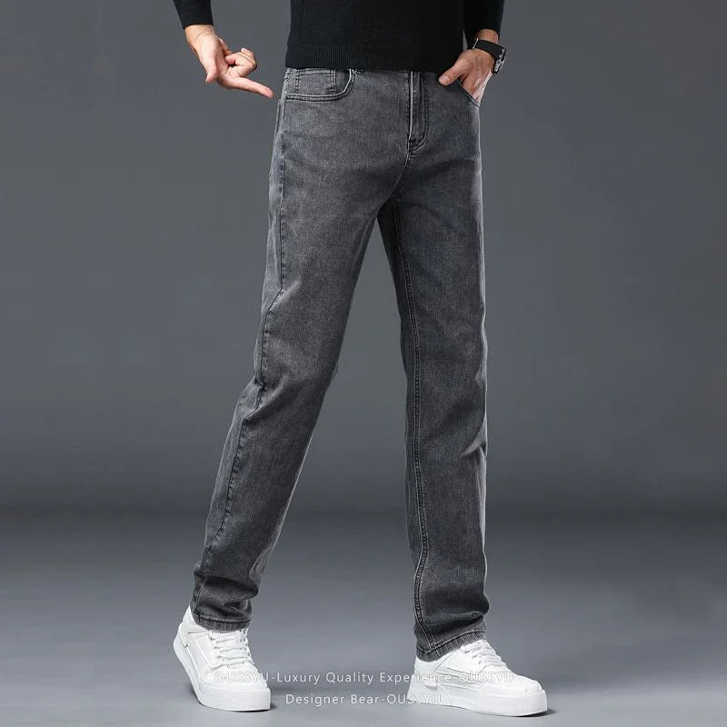 Men's Slim Fit Casual Denim Jeans in Black and Gray