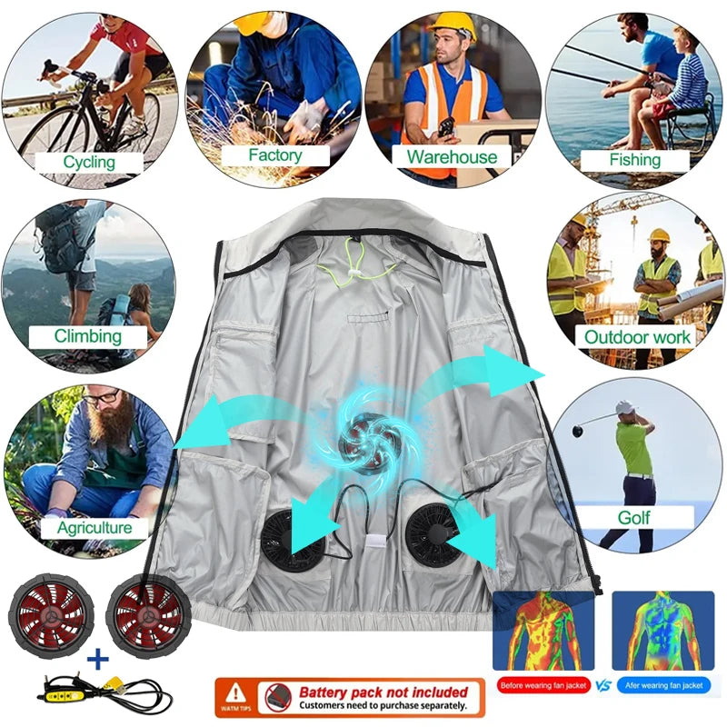 Cooling Vest with Built-in Fan for Outdoor Fishing