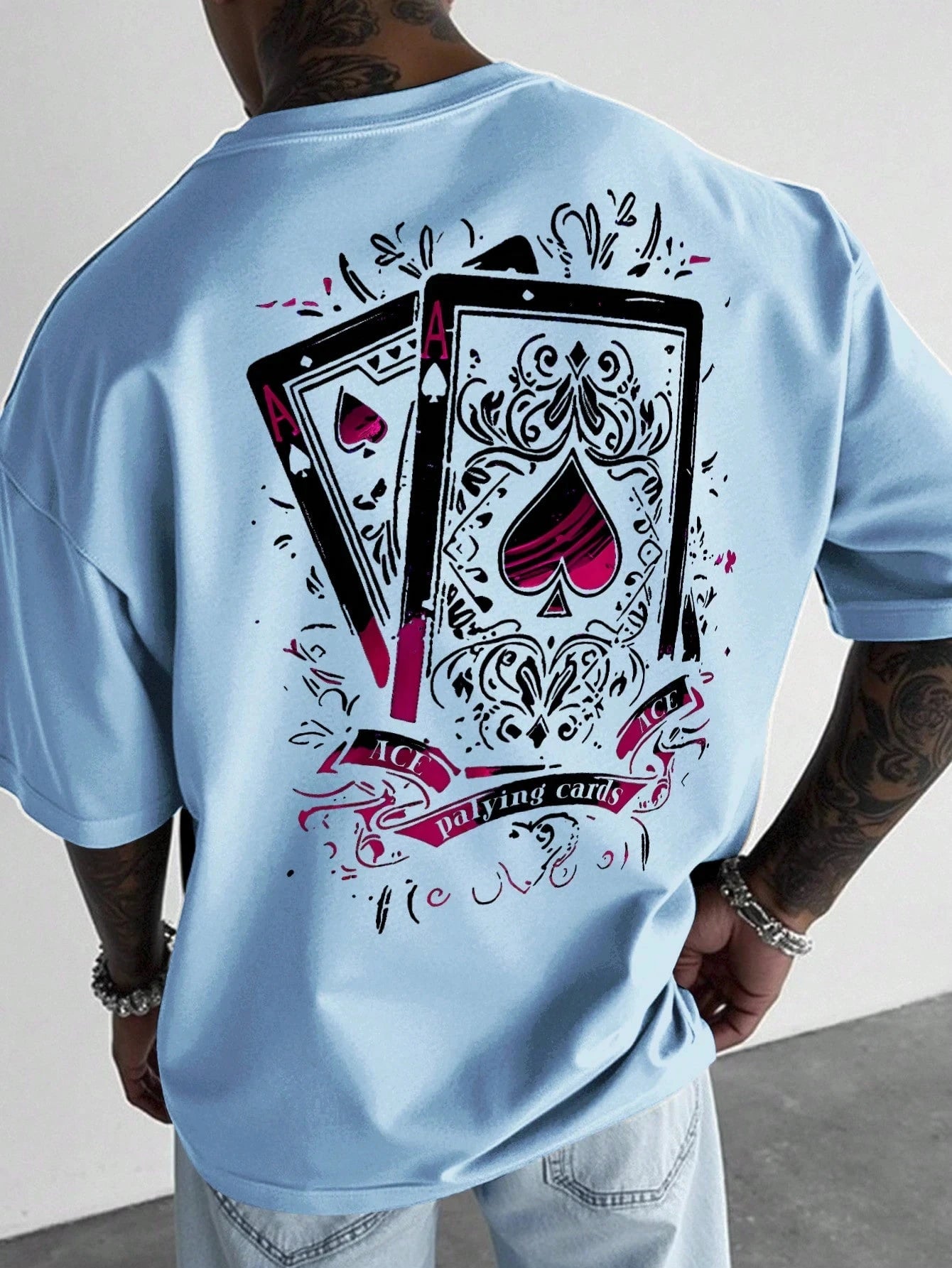 Mens Poker Print TShirt Casual Trendy Streetwear Tee Soft Comfortable Relaxed Fit Short Sleeve Stylish Modern Graphic  Top