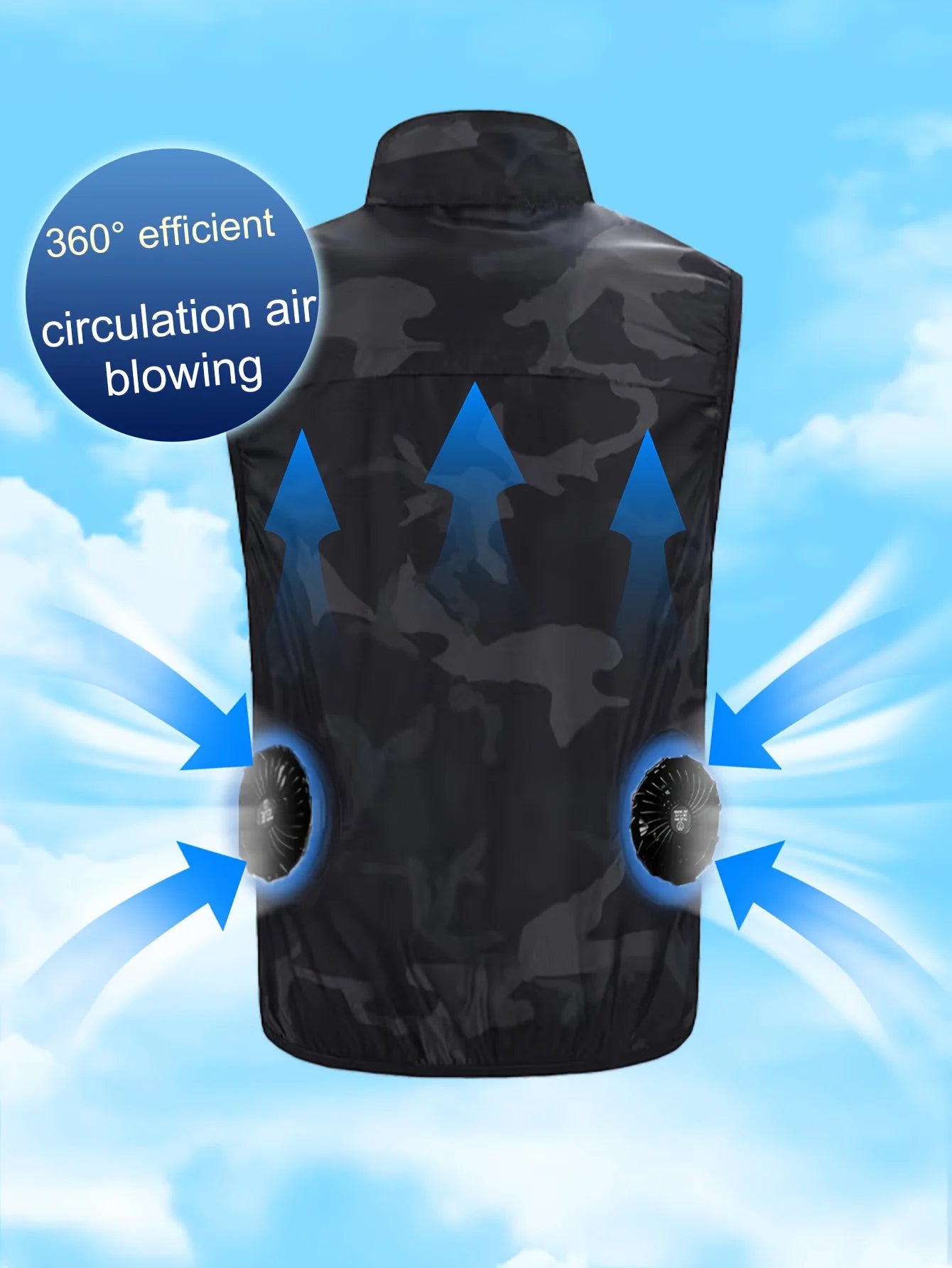 Men's Polyester Fan Cooling Vest with 3-Speed Adjustment