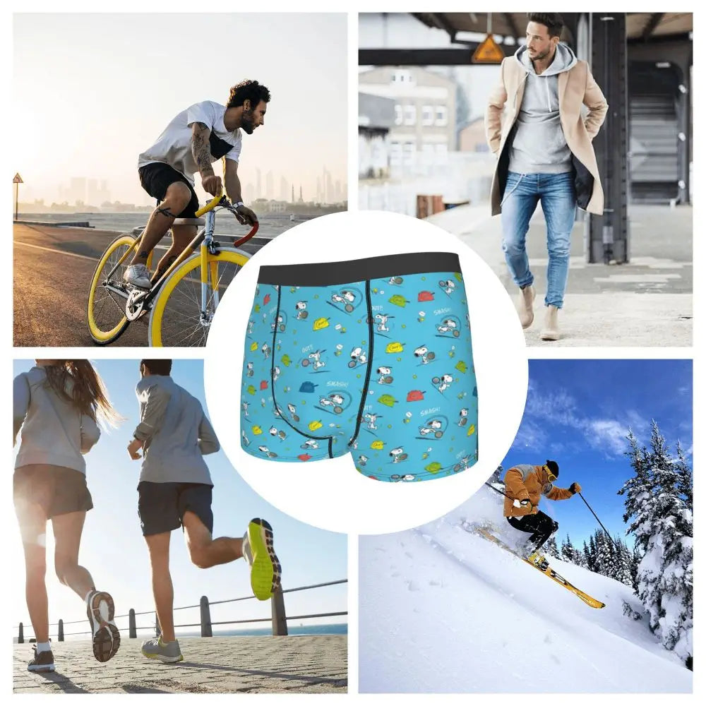 Snoopy Boxer Briefs for Men - Giggle Print Polyester Blend