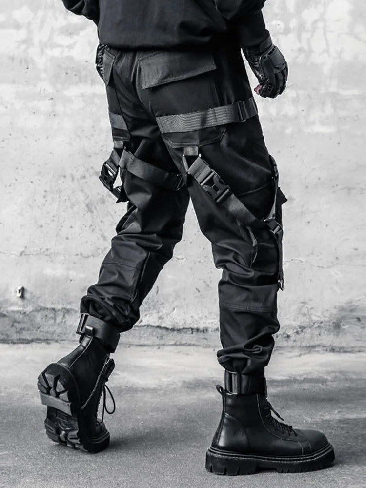 Cyber Punk Cargo Pants Men Polyester Safari Style