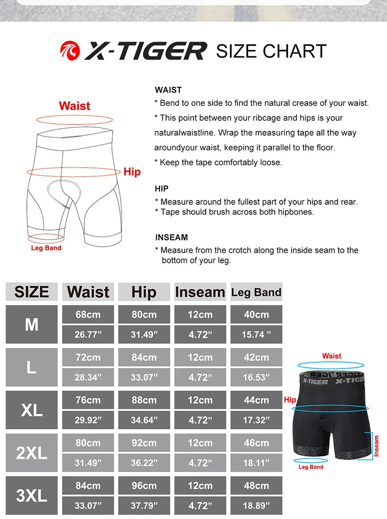 5D Padded Cycling Underwear Shorts by X-TIGER