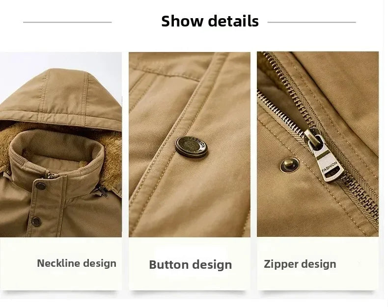 Plus Size Fleece Military Bomber Jacket Men Multi-pocket Pilot Jacket