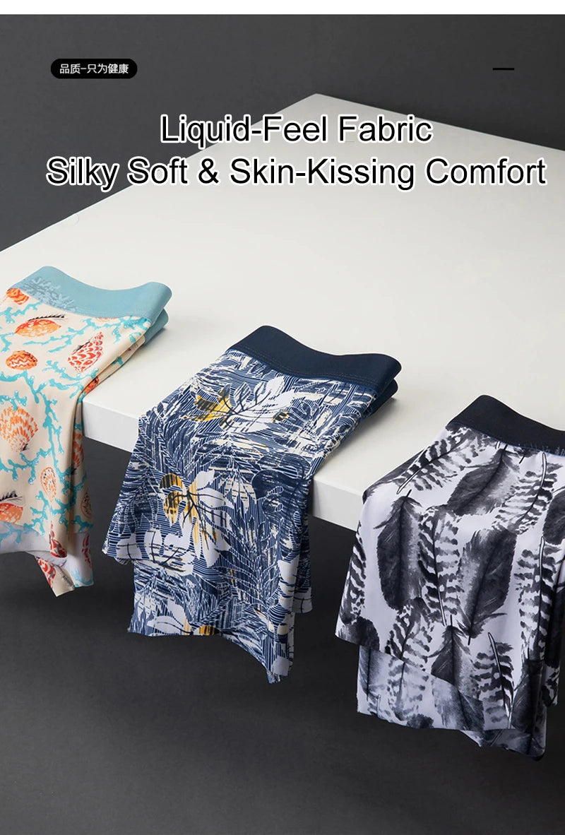 Men's Printed Boxer Shorts in Ice Silk
