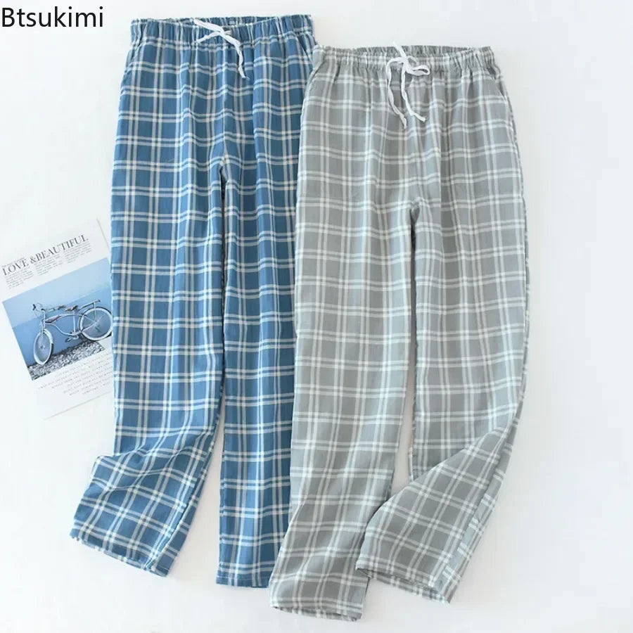 2026 Men's Cotton Gauze Sleep Comfortable Trousers Mens Soft Pajamas Pants Sleep Bottoms Sleepwear Bottoms for Men Pijama Hombre