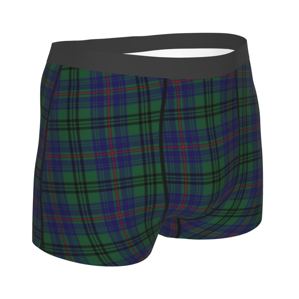 Black Watch Tartan Boxer Shorts for Men in Lycra and Polyester