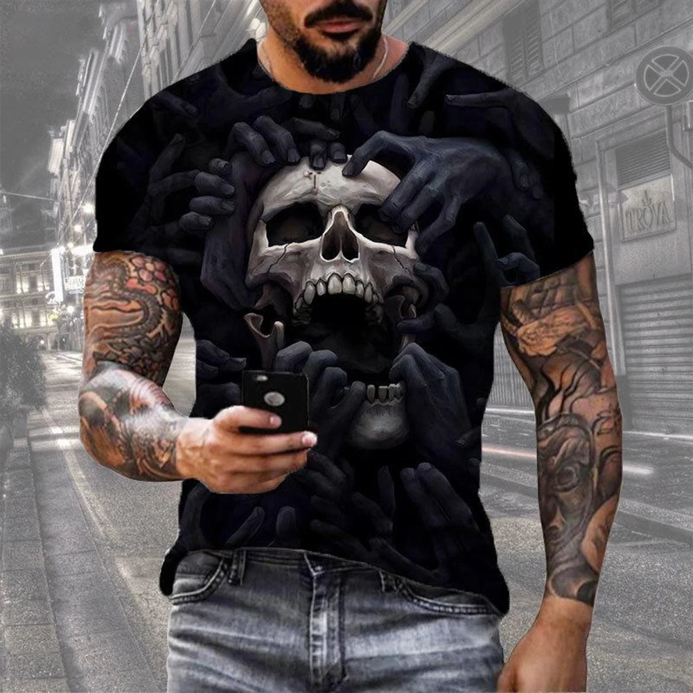 3D Printed Skull T-Shirt for Men Casual Summer Wear