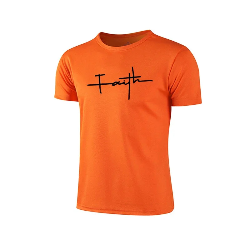 Mens T-shirt Print Casual Exercise Tops Outdoor Jogging Marathon Clothing 2026 Summer Quick-Drying Mesh Tees Cycling Sportswear