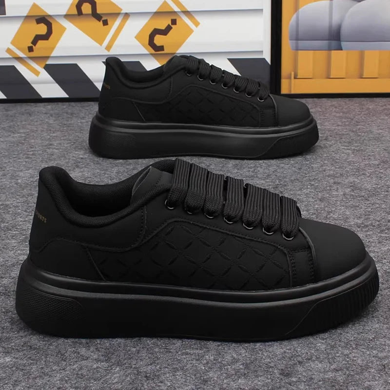 Men's Black and White Casual Leather Shoes