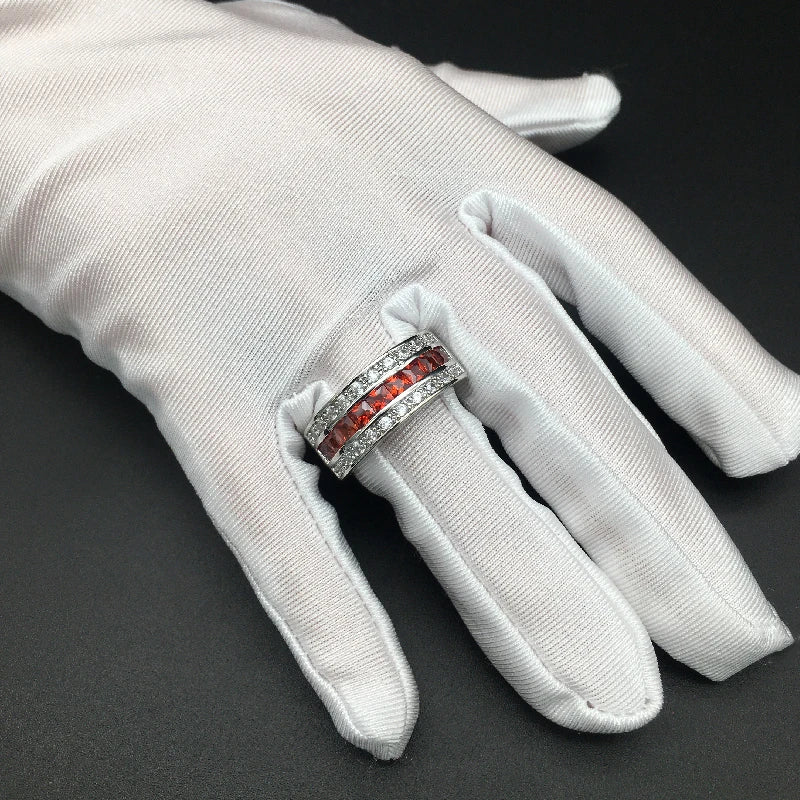 Fashion Ring for Men + Women Silver Jewelry with Zircon Gemstone