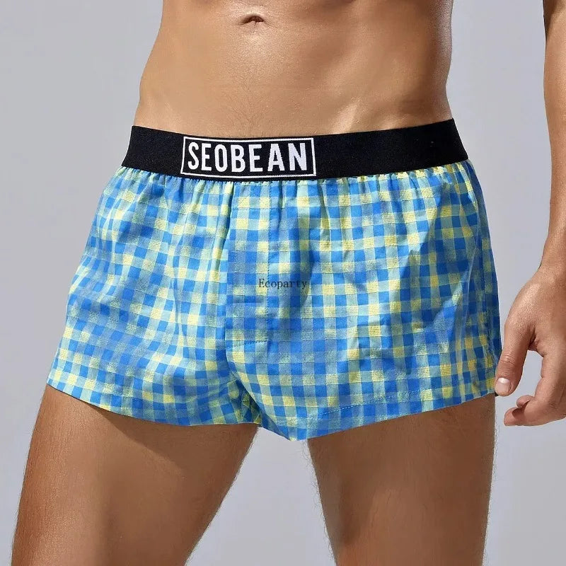 Men's Cotton Plaid Boxer Shorts