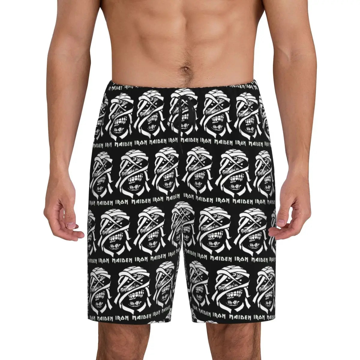 Custom IronMaidens Short Pajama Pants Men Sleepwear Sleep Lounge Bottom Shorts Sleeping Pants