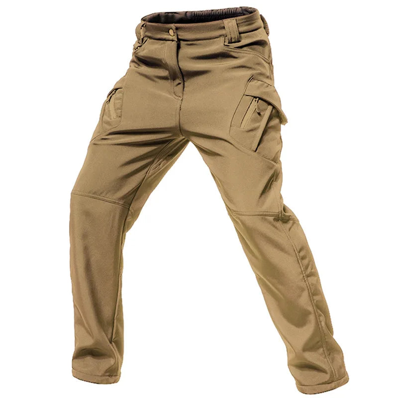 Men's Tactical Cargo Pants Waterproof Fleece Lined Winter