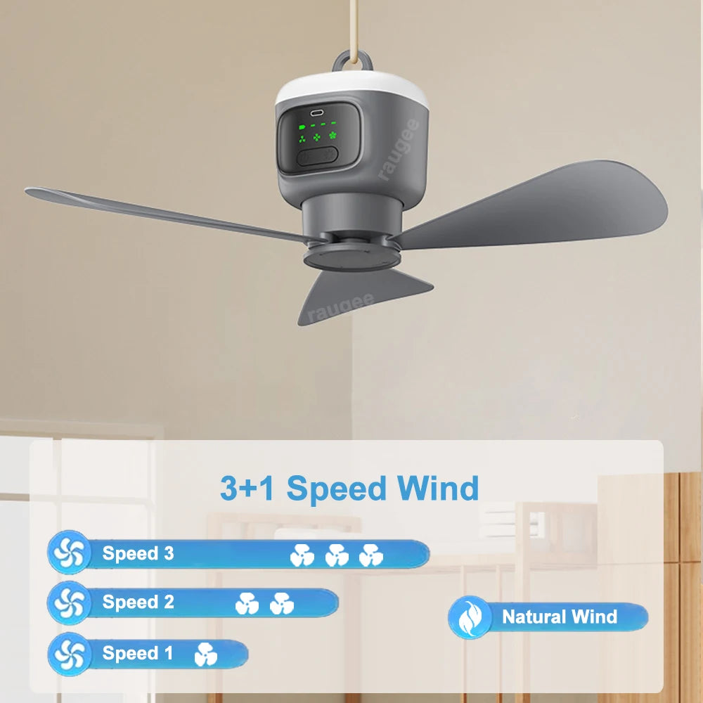 Portable 12000mAh Ceiling Fan With Remote Control
