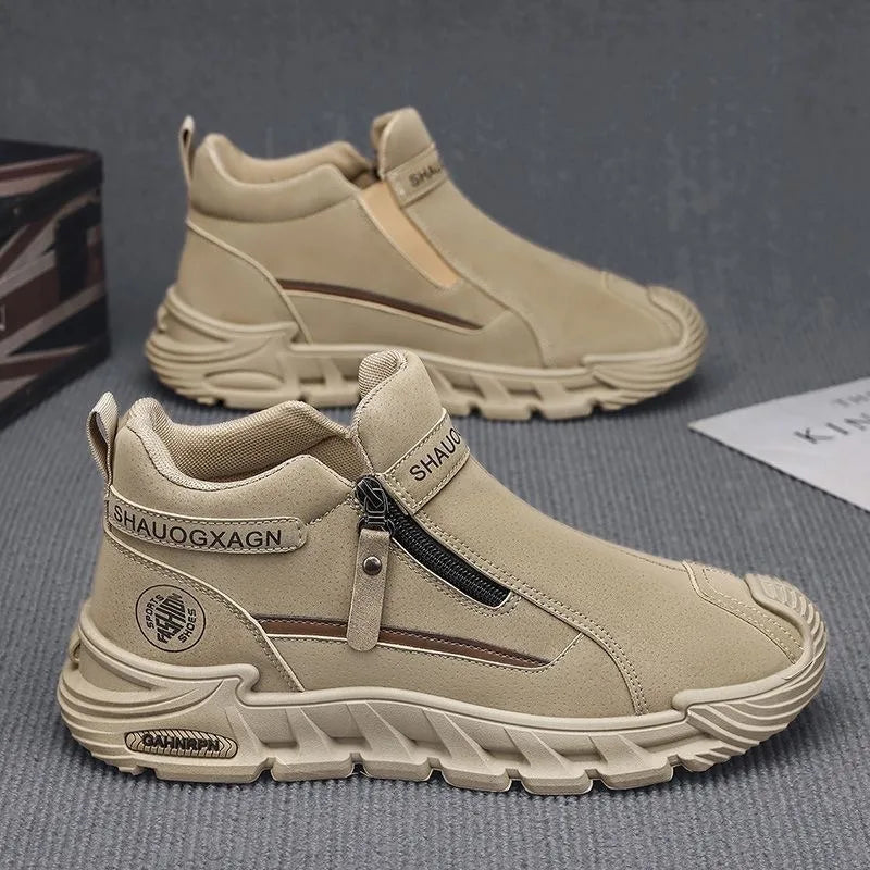 Men's Casual Labor Shoes with Zipper for Outdoor Climbing