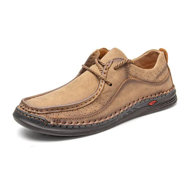 Men's Handmade Leather Casual Sneakers with Comfort Design