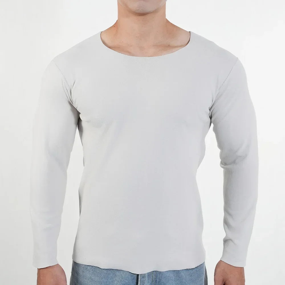 Men Thermal Underwear Long Sleeve Shirts Crewneck Fleece Lined Base Layer Top