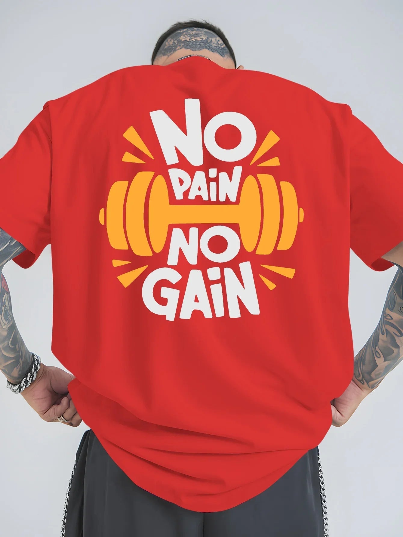 Men's Women Novelty Gym NO PAIN NO GAIN T Shirt Cotton Tee Streetwear Oversized Summer Loose Top Mens T Shirts