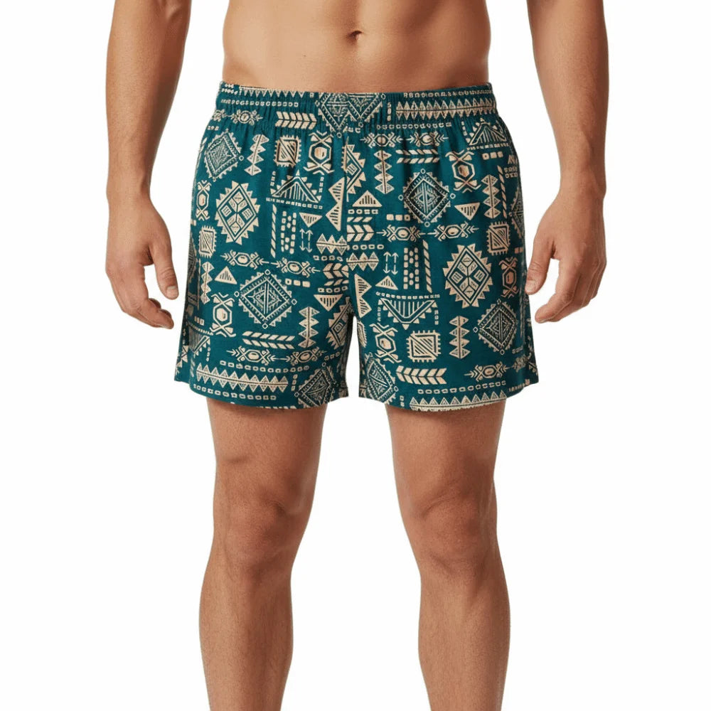 Men's Cotton Boxer Briefs Ethnic Print Plus Size