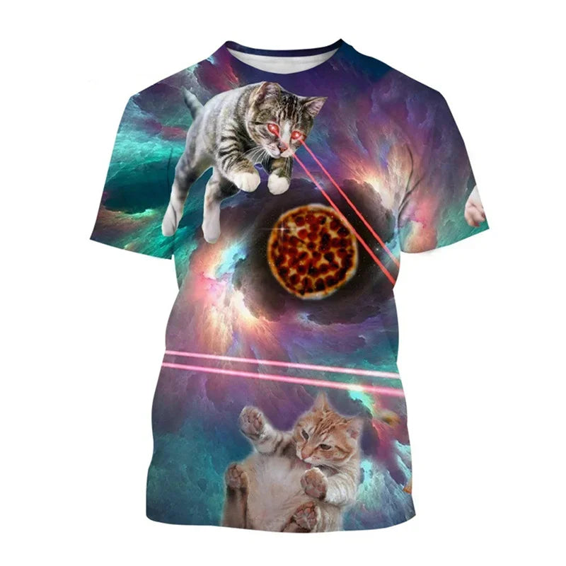 3D Printed Space Cat T-shirt for Men and Women