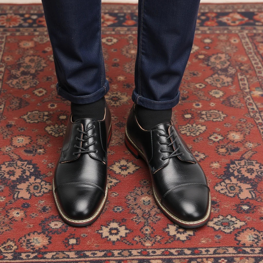 Mens Comfortable Lace-Up Dress Shoes for Business and Weddings