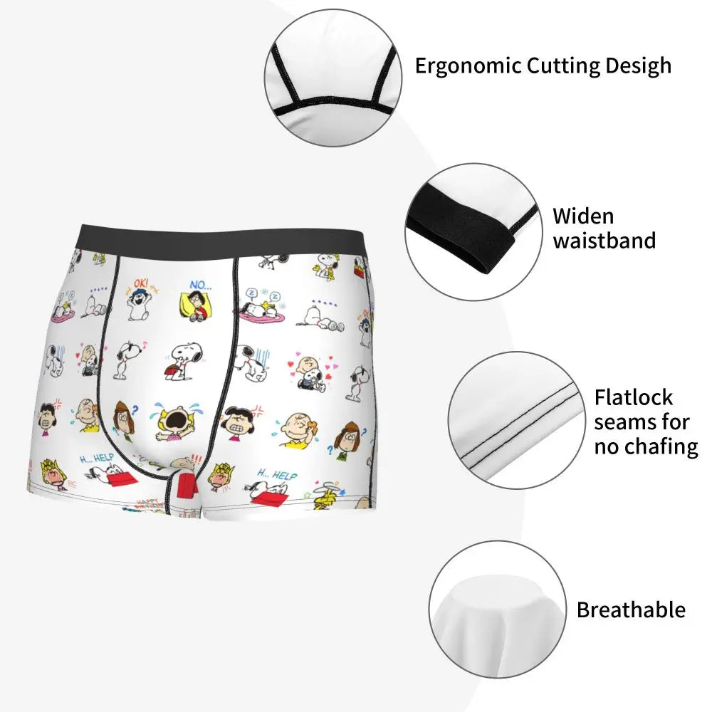Snoopy Boxer Briefs for Men - Giggle Print Polyester Blend