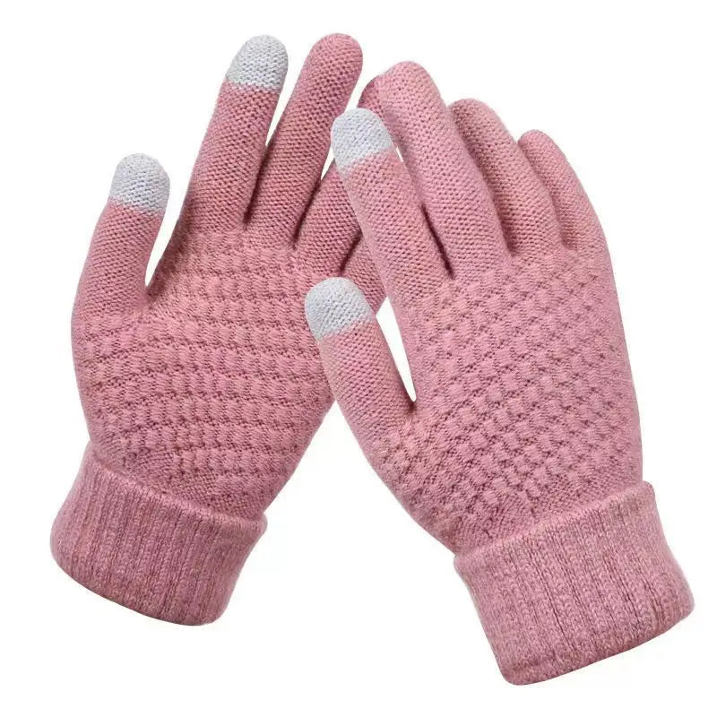 Touch Screen Gloves Stretch Classical Knit Mittens Wool