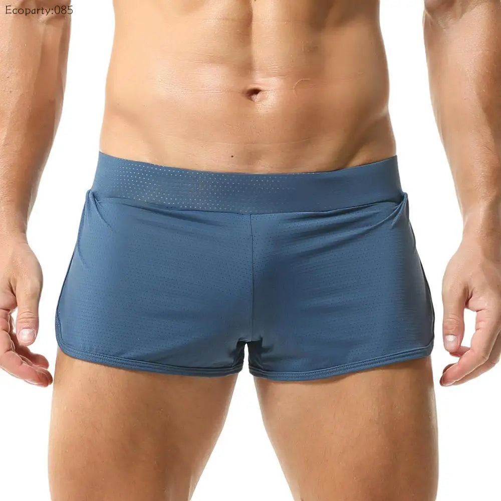 Sexy Men's Underwear Boxer Shorts Soft Loose Loungewear Men Sleep Bottoms Shorts Mesh Breathable Quick Dry Pants Shorts