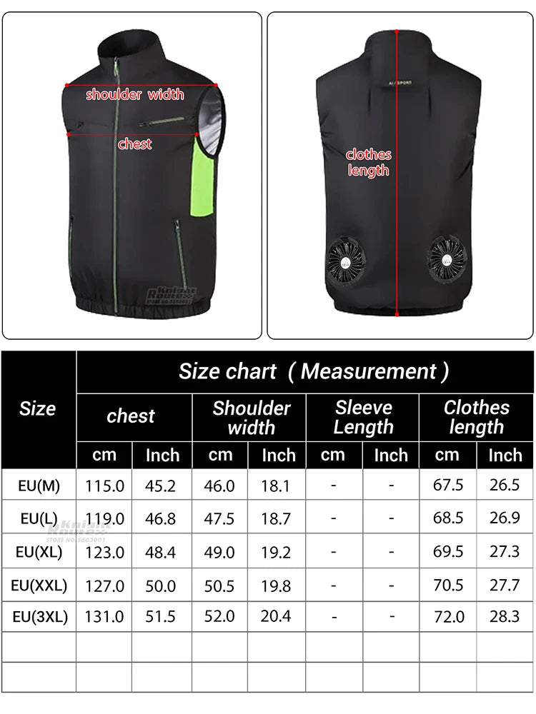 Wearable Cooling Vest Air-Conditioned Clothes for Outdoor Use